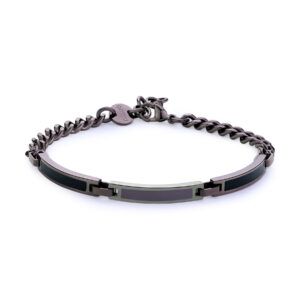 Bracciale uomo acciaio marrone e rutenio