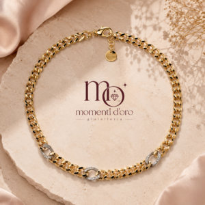 Collana bicolore con zirconi bianchi